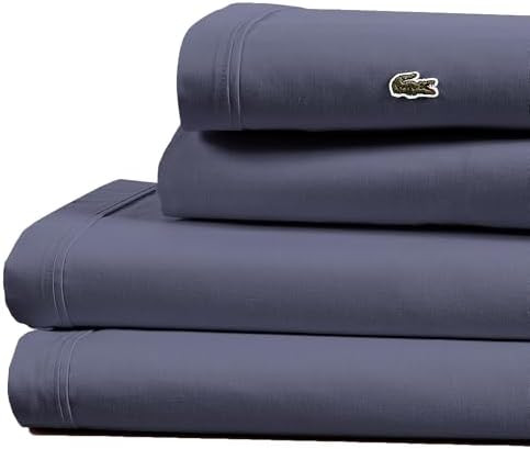 Lacoste 100% Cotton Percale 4-Piece Sheet Set – Cool, Crisp, Matte, and Durable, Oeko-Tex Certi... | Amazon (US)