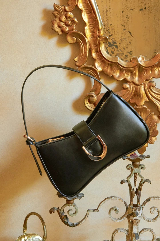 Oh-So Chic Black Buckle Shoulder Bag | Lulus