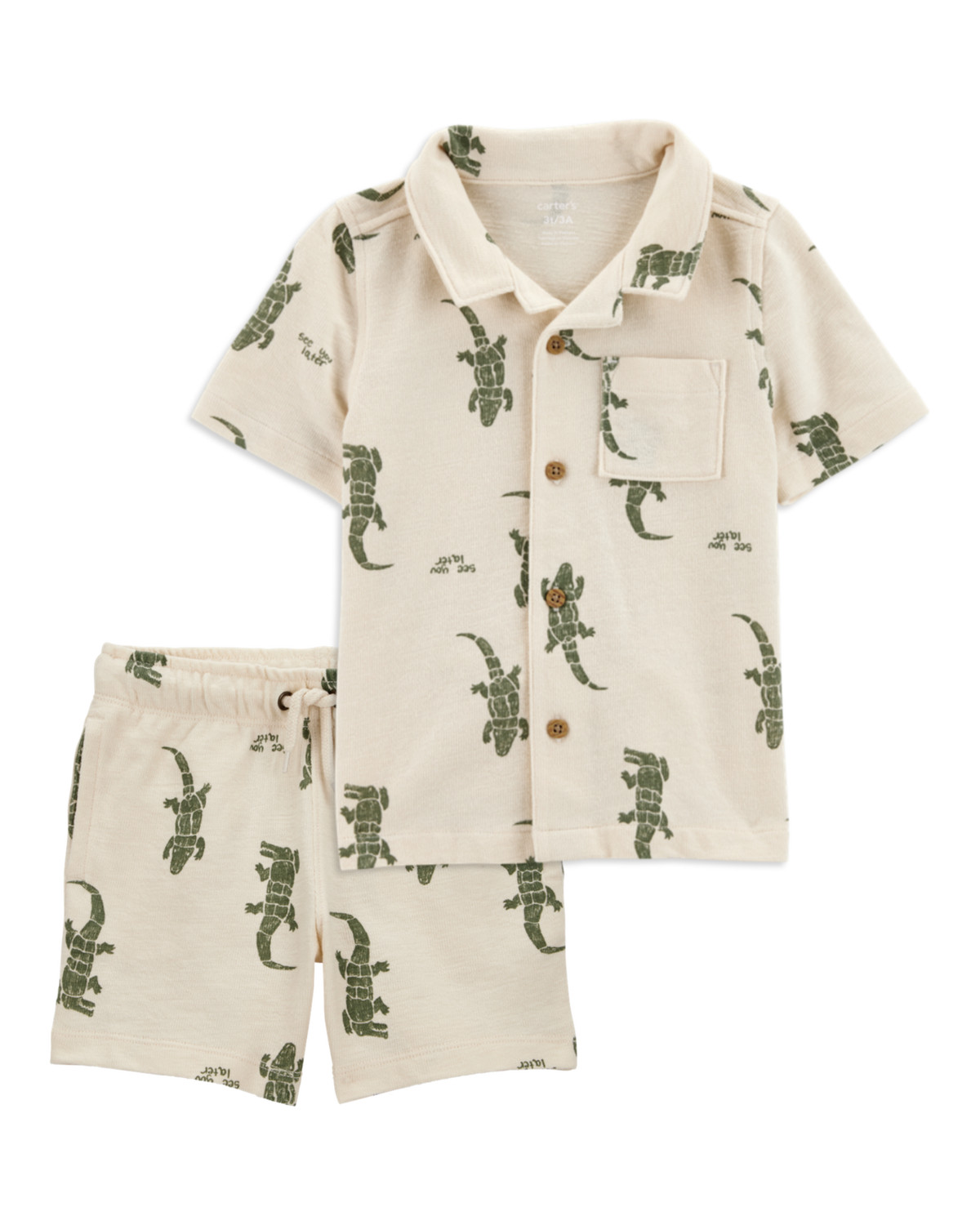 Toddler 2-Piece Alligator Button-Down Shirt & Pull-On Shorts Set | Carter's | Carter's Inc