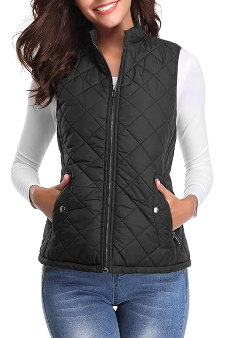 Argstar Women's Vest, Quilted Lightweight Zip Pockets Padded Gilet (XS-2XL) | Amazon (US)