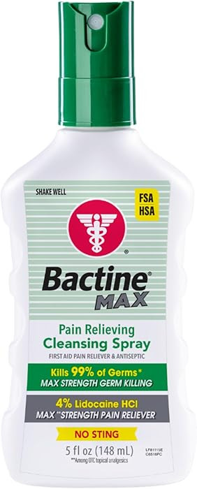 Bactine Max Pain Relieving Antiseptic Spray with Lidocaine, First Aid Pain + Itch Relief, No-Stin... | Amazon (US)