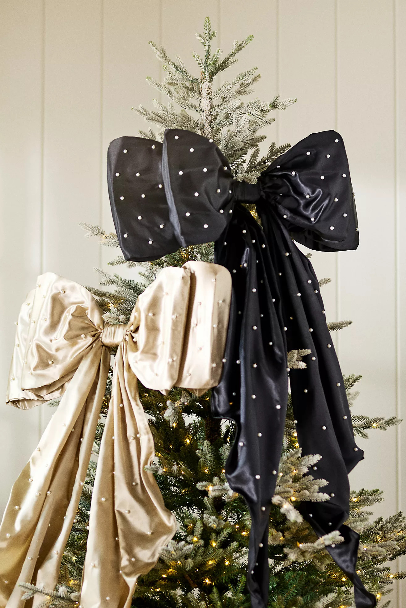 Pearled Satin Bow Tree Topper | Anthropologie (US)