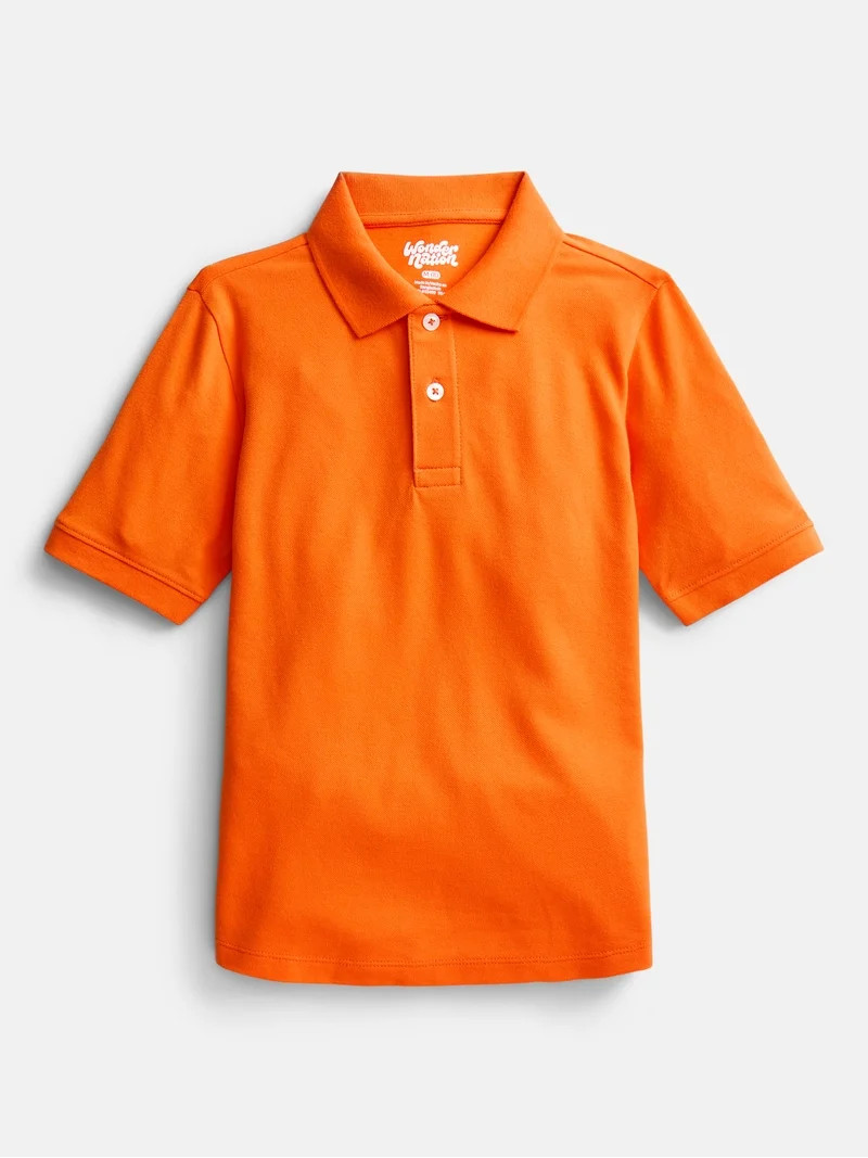 Wonder Nation Boys School Uniform Pique Polo Shirt with Short Sleeves, Size 4-18 | Walmart (US)