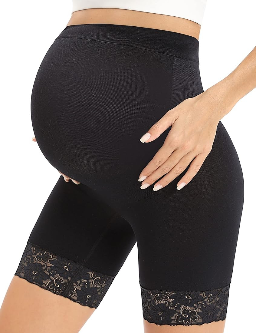 KIM S No Rolling Up Lace Trim Maternity Shapewear Over the Bump/Seamless Pregnancy Shapewear Unde... | Amazon (US)