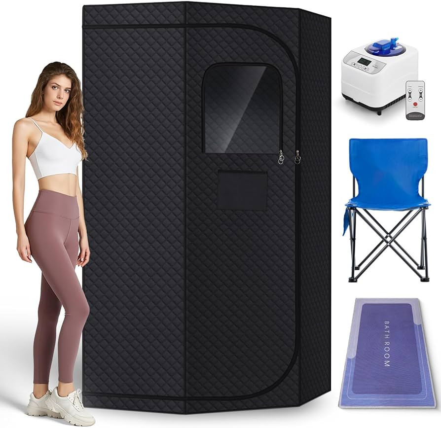 Steam Sauna Box, Portable Sauna for Home with 3L Steamer, Remote Control, Folding Chair and Mat,I... | Amazon (US)