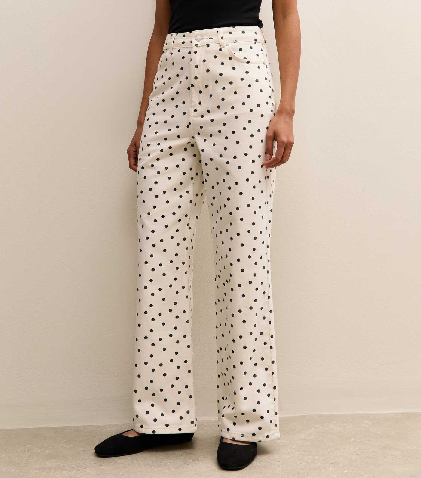White Denim Polka Dot Wide Leg Jeans | New Look | New Look (UK)