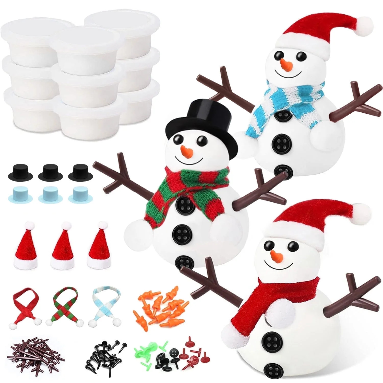 BEEPRINCESS Air Dry Clay, 9 Pack Build a Snowman Kit Snowman Crafts for Kids, Molding Clay Snowma... | Walmart (US)