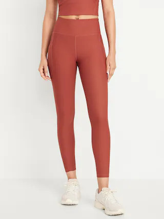 High-Waisted PowerSoft Ribbed Pocket Leggings | Old Navy (US)