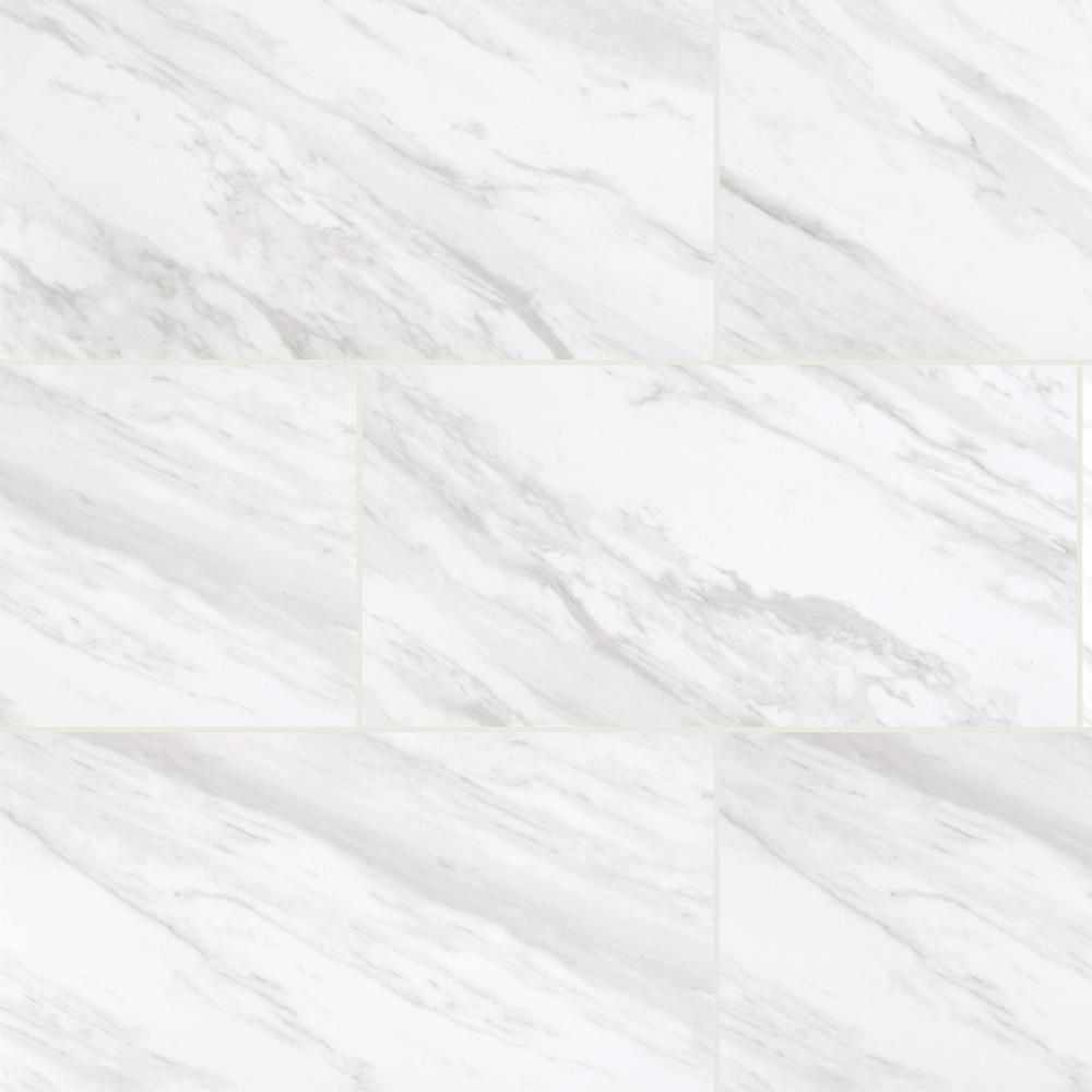 Kolasus White 12 in. x 24 in. Polished Porcelain Floor and Wall Tile (16 sq. ft./case) | The Home Depot