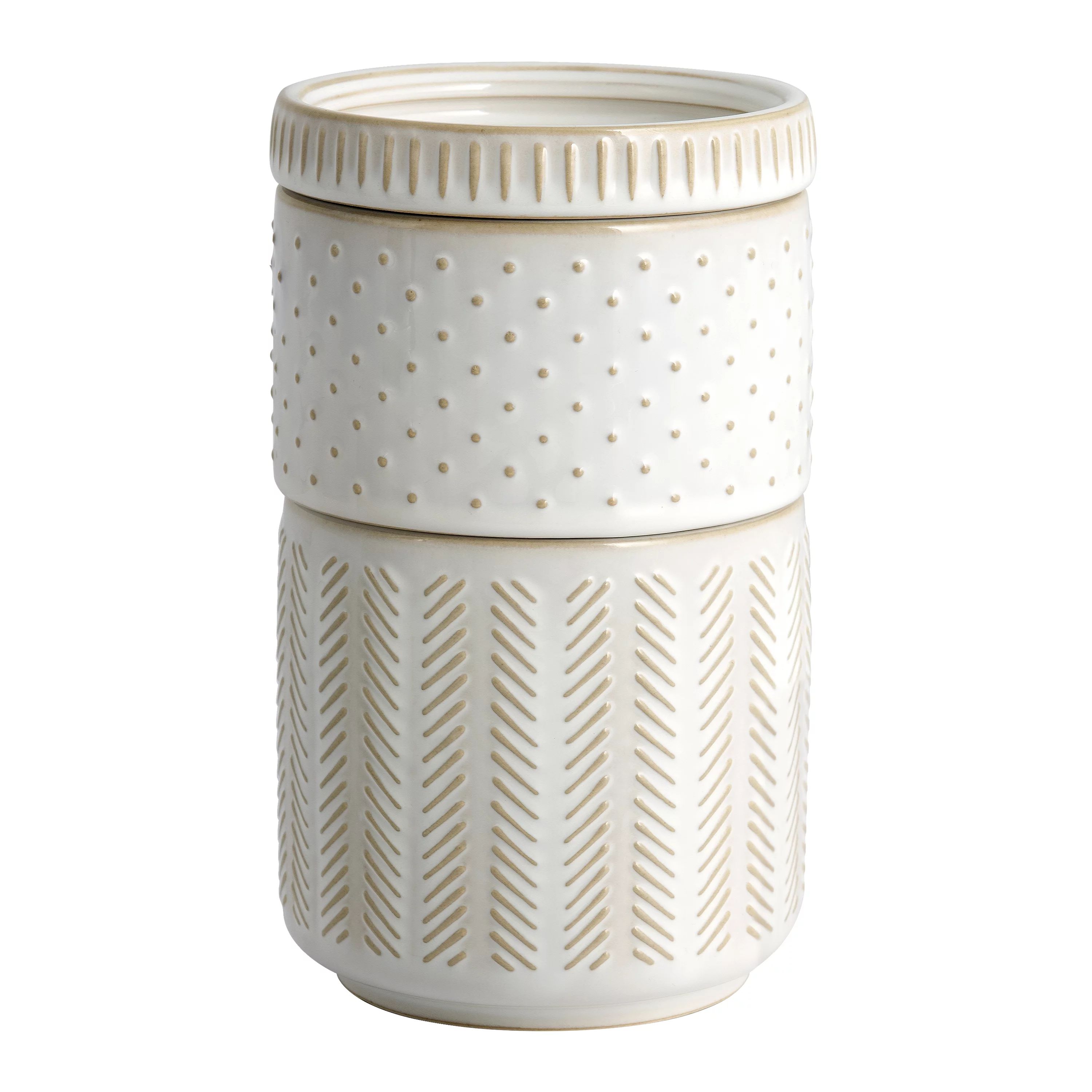 Better Homes & Gardens 3-Piece Textured Ceramic Stackable Jar Set, Creamy White - Walmart.com | Walmart (US)