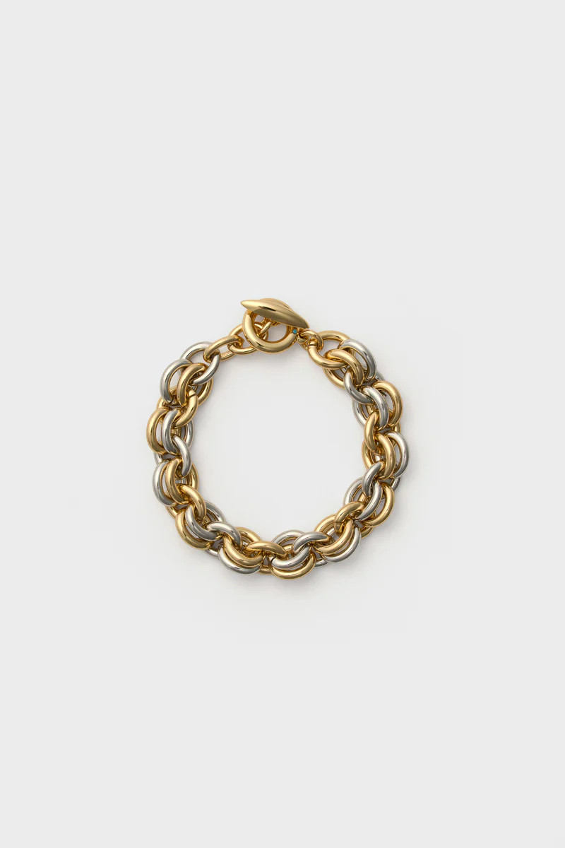 Shiny Gold and Dark Silver Lush Link Bracelet | Tuckernuck (US)