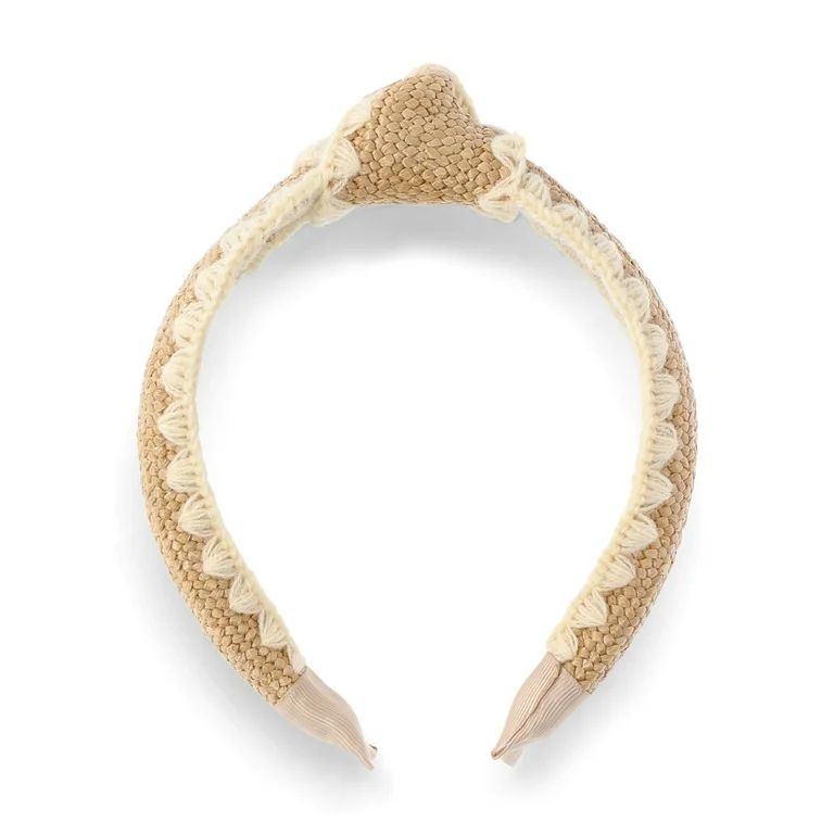 Time and Tru Women's Stitched Edge Headband, Ivory | Walmart (US)