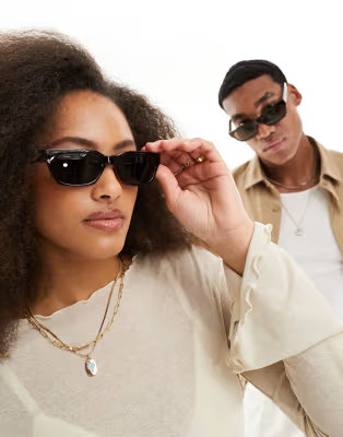 A.Kjaerbede bror rectangle sunglasses in brown transparent | ASOS (Global)