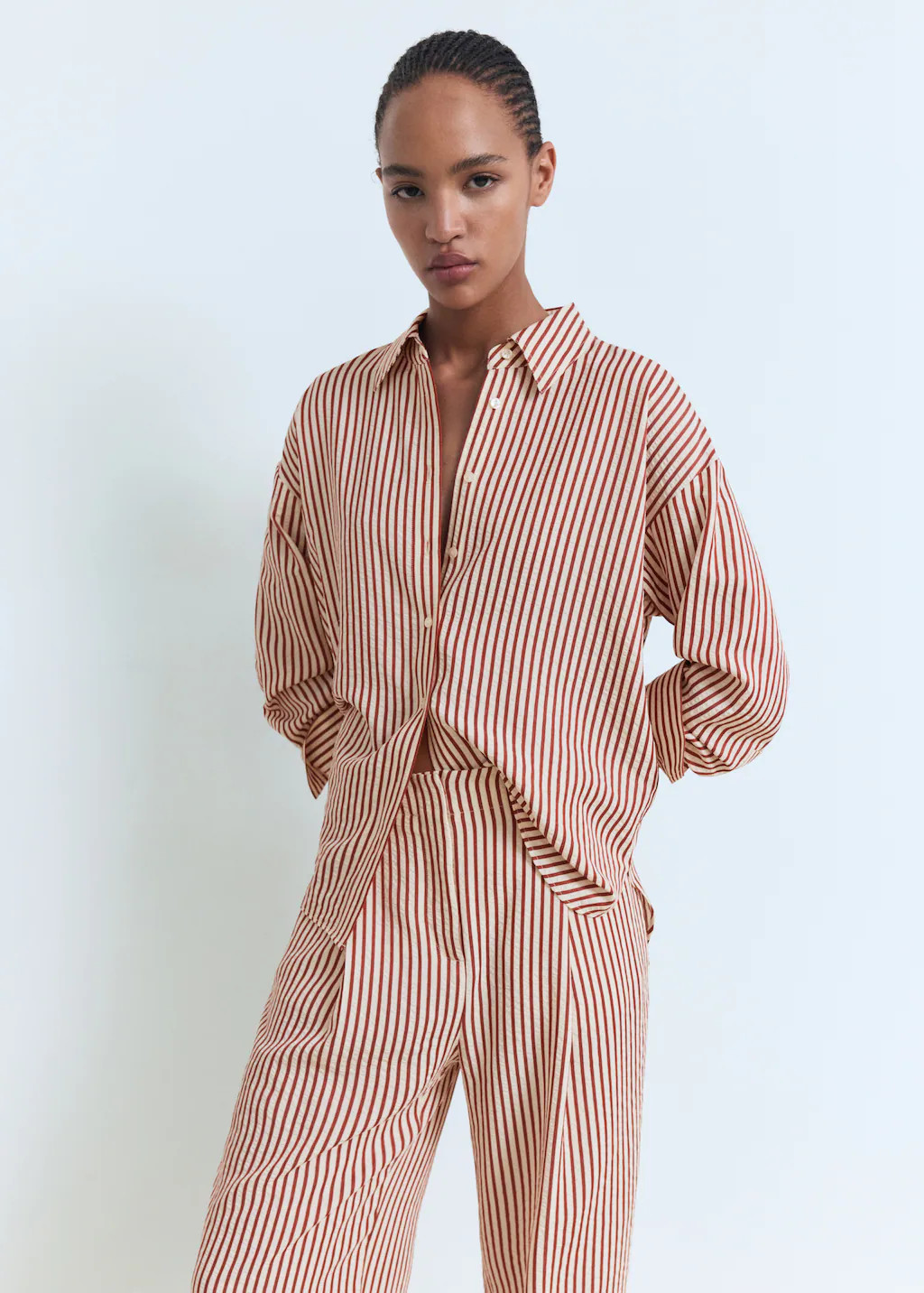 Pleated striped pants | Mango (US/MX/AU)