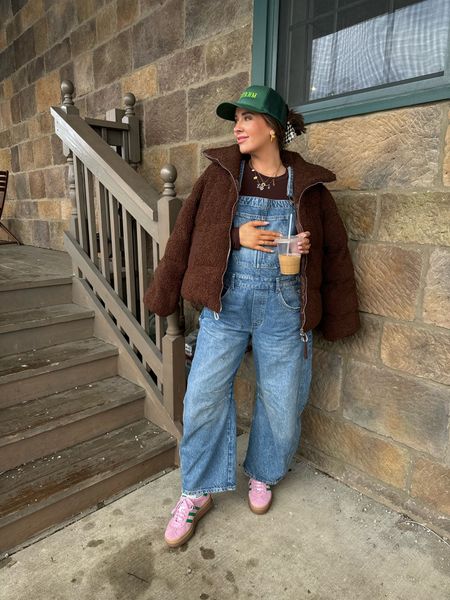Yesterday’s coffee look🤎 wanted to link up my winter jacket, it’s SO warm! Love Varley so much😍😍 also linked overalls, in a size M! 

Free people barrel overalls, adidas gazelles, pink and green, trucker hat style, trucker hats, charm necklace, gold jewelry, Varley jacket, talulah basics 

#LTKshoecrush #LTKSeasonal #LTKfindsunder100
