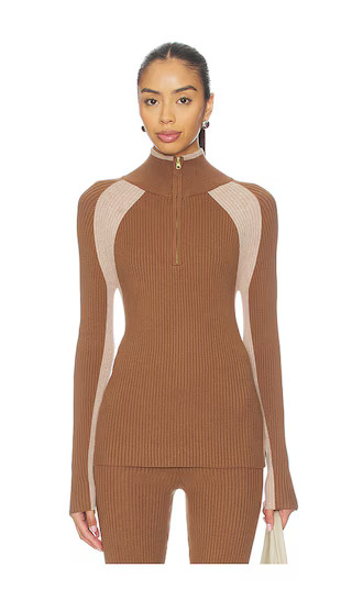 Bellings Half Zip Knit Top in Cocoa Dust | Revolve Clothing (Global)