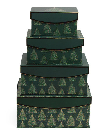 Set Of 4 Flip Top Holiday Boxes | TJ Maxx