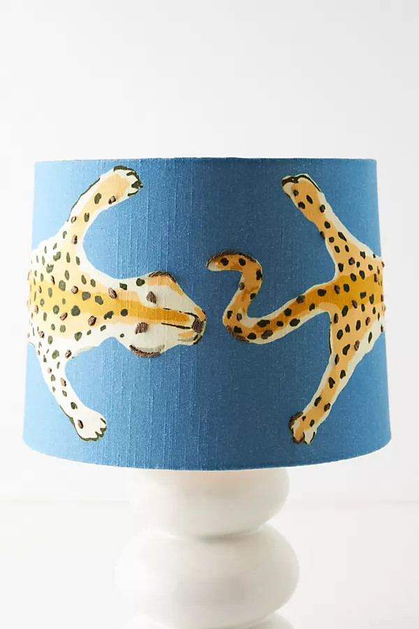 Dana Gibson Leopard Lamp Shade By Dana Gibson in Blue Size L | Anthropologie (US)