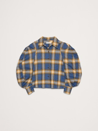 Flannel Volume-Sleeve Shirt | Banana Republic (US)