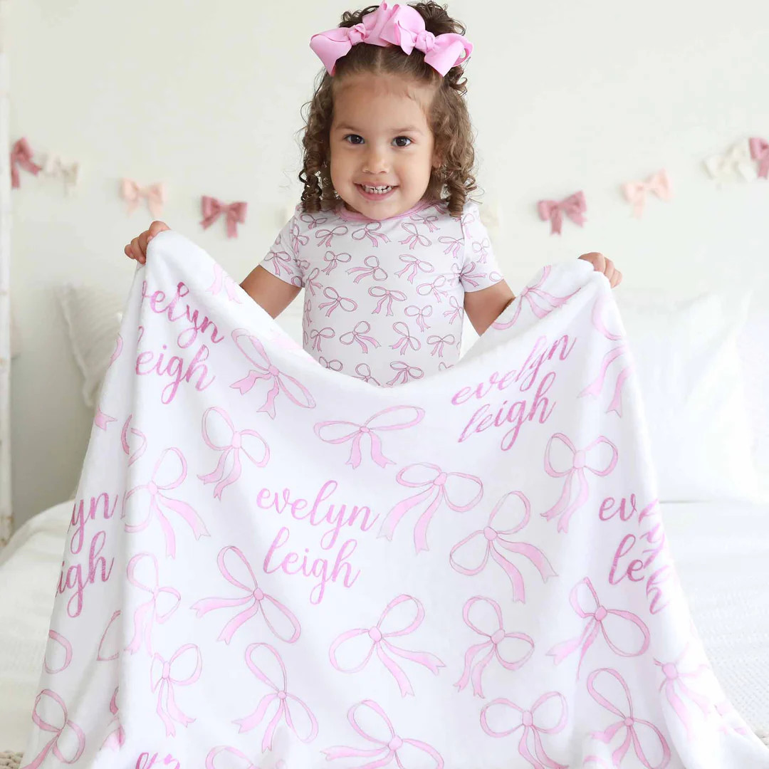 Blushing Bows Personalized Kids Blanket | Caden Lane