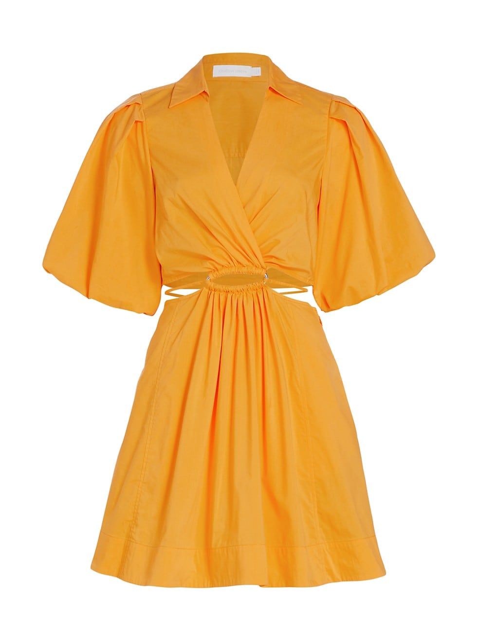 Jonathan Simkhai Aulora Puff-Sleeve Cut-Out Minidress | Saks Fifth Avenue