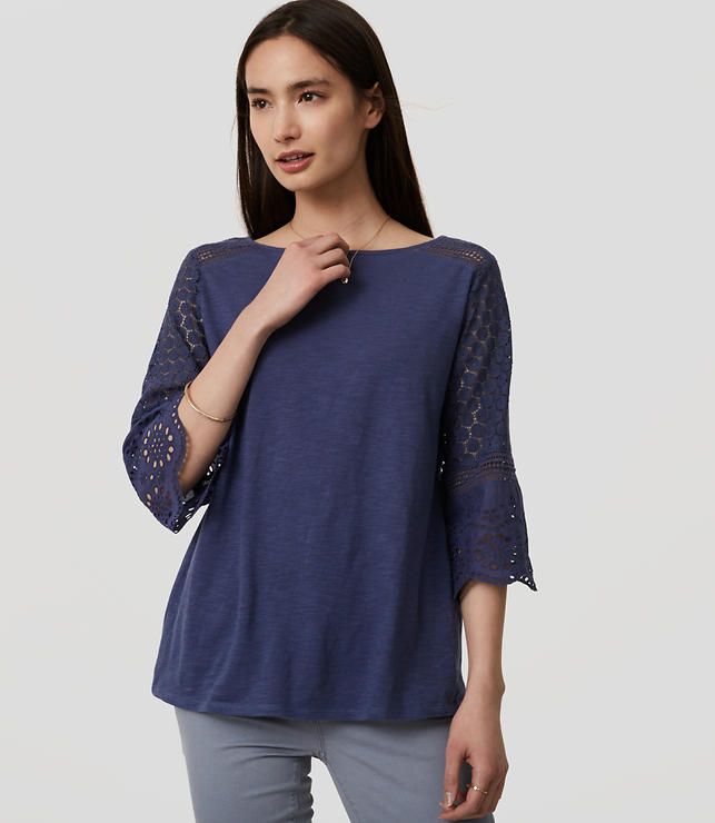 Lace Bell Sleeve Top | LOFT