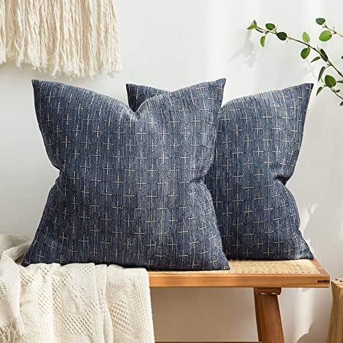 Amazon.com: MIULEE Pack of 2 Decorative Burlap Linen Throw Pillow Covers Modern Farmhouse Pillowc... | Amazon (US)