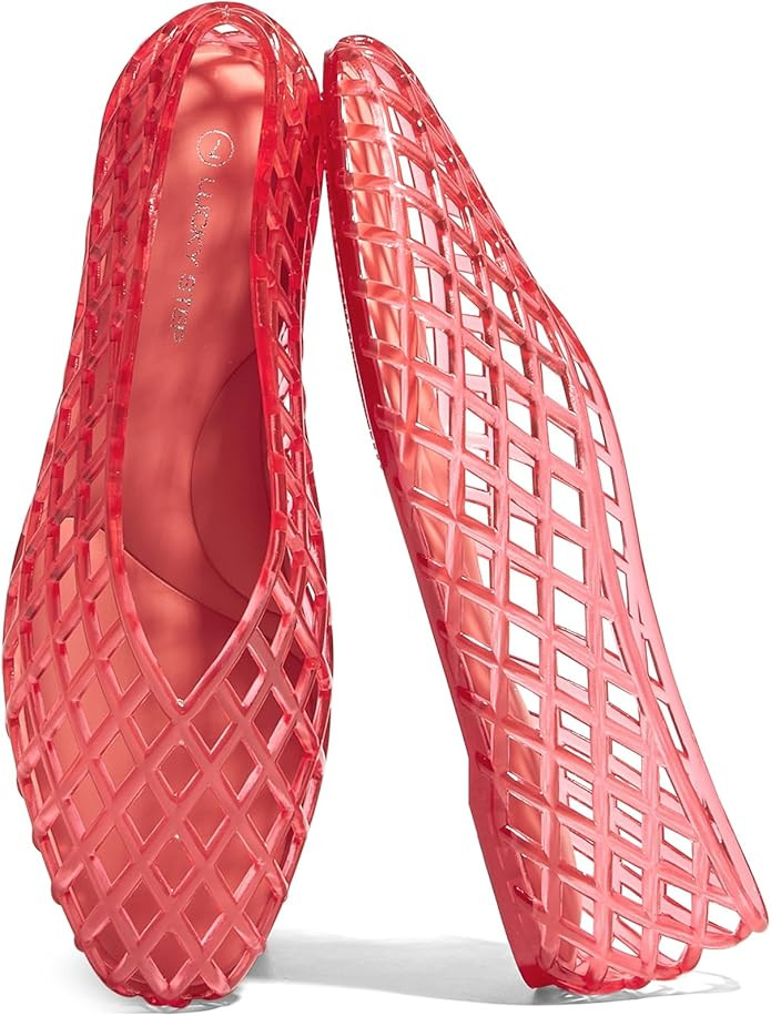 LUCKY STEP Women's Jelly Ballet Flats Mesh Casual Comfortable Jellies Shoes Clear Hollow Breathab... | Amazon (US)