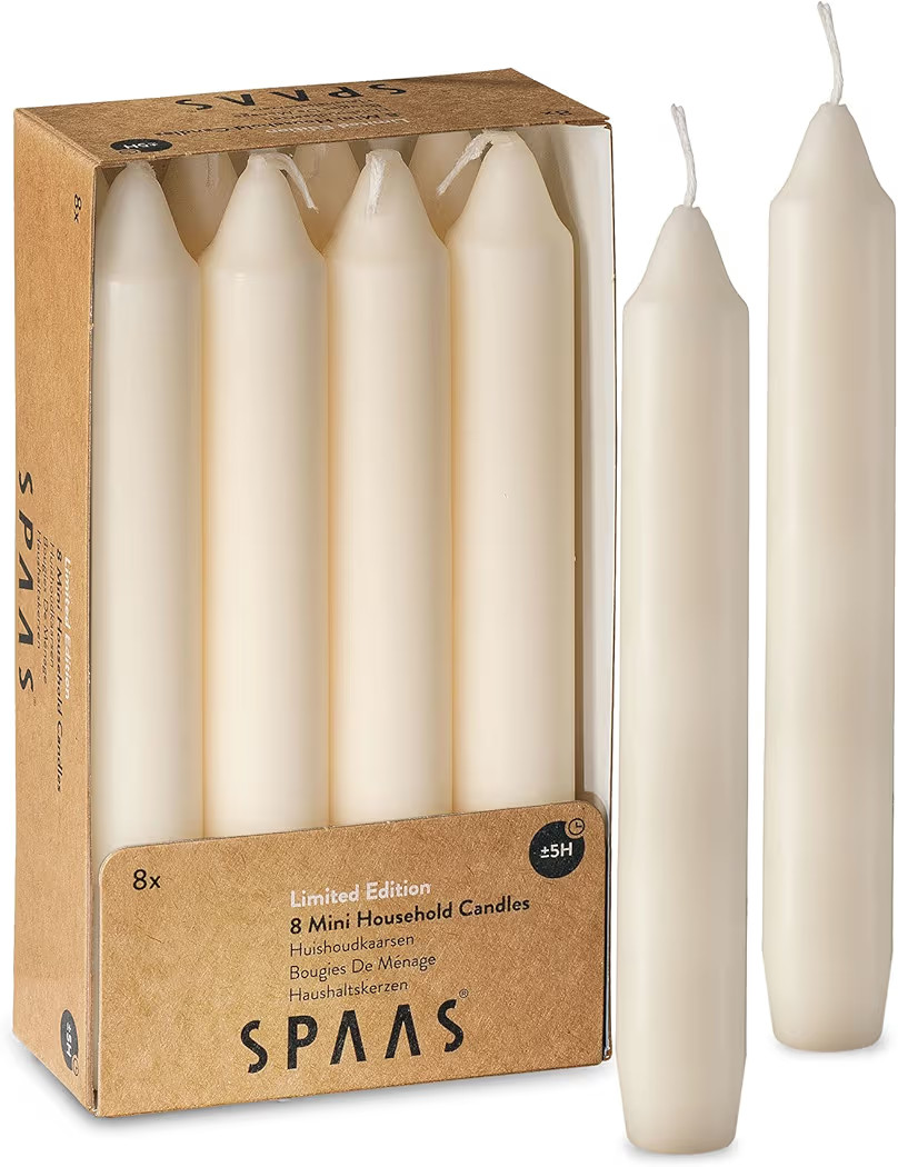 Tribello 6" Ivory Candlesticks - Pack of 8 Short Taper Candles - 5 Hour Long Burning Cream Candle... | Amazon (US)