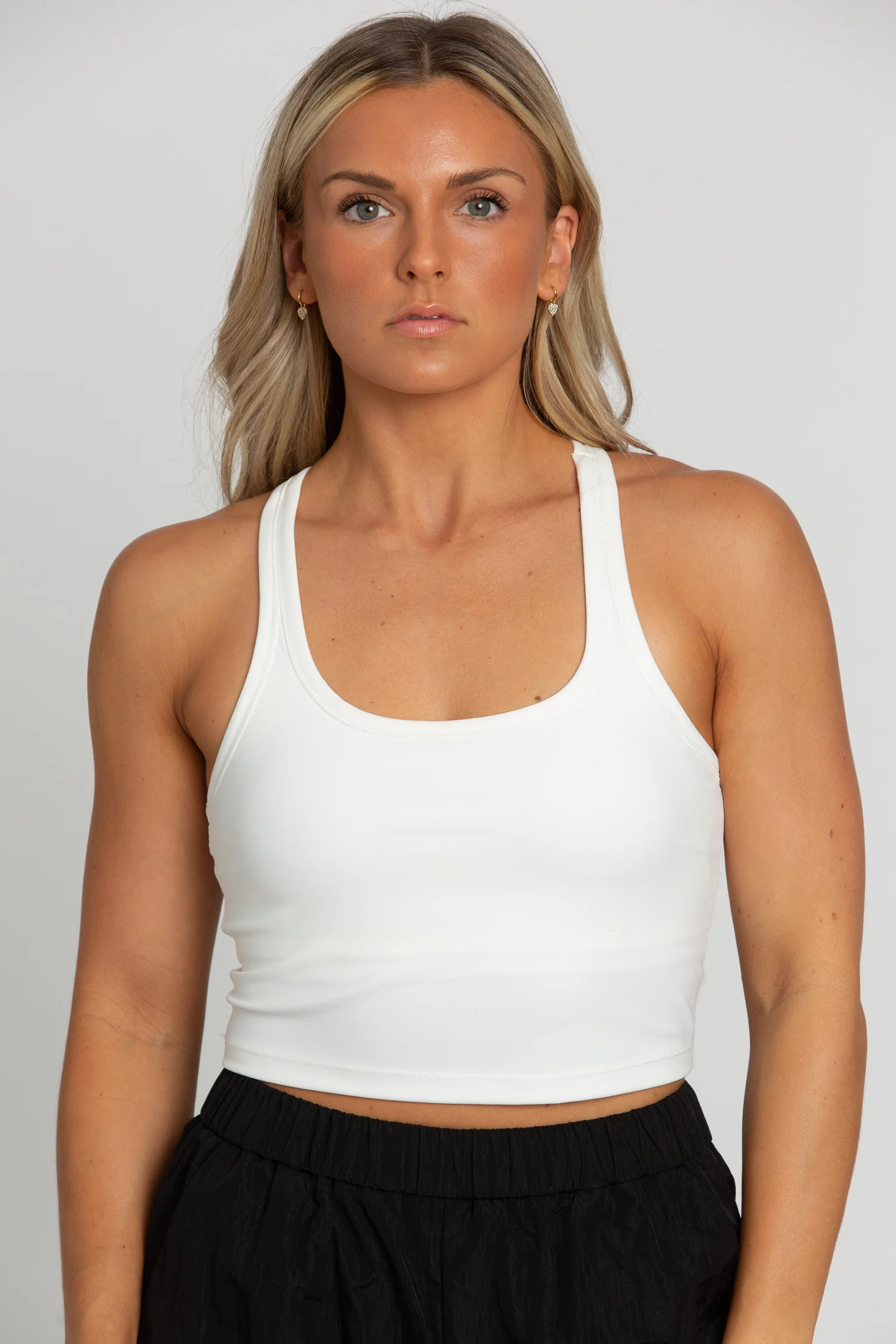 White Racerback Crop Tank | Gold Hinge