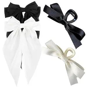 Ahoney 4 Pack Hair Bows for Women, Silky Satin Hair Bows Clips for Women Girls, Bow Claw Clips fo... | Amazon (US)