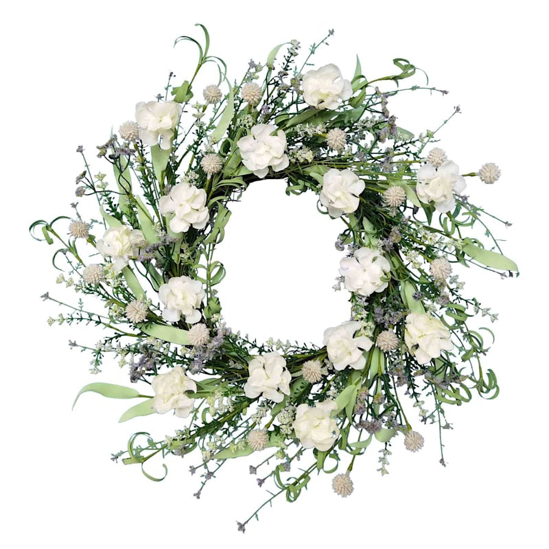 White Peony Floral Wreath, 20" | At Home