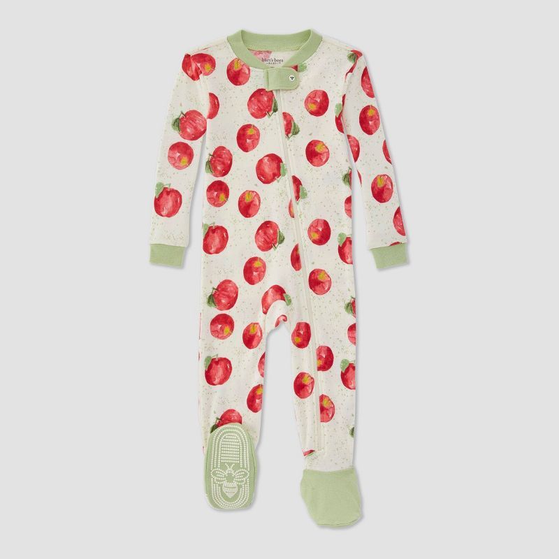 Burt's Bees Baby® Baby Orchard Organic Cotton Footed Pajama - Light Gray | Target