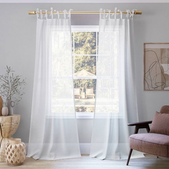 Bethany Slub Textured Linen Blend Sheer Tie Top Curtain Panel - No. 918 | Target