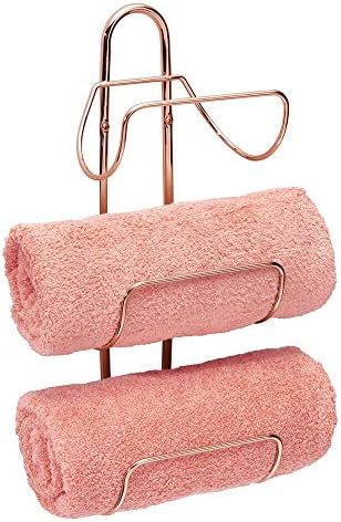Amazon.com: mDesign Modern Decorative Metal 3-Level Wall Mount Towel Rack Holder and Organizer fo... | Amazon (US)