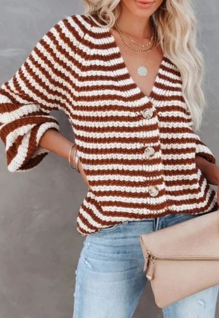 Striped Knitwear Turtleneck Sweater #71393 | Goodnight Macaroon