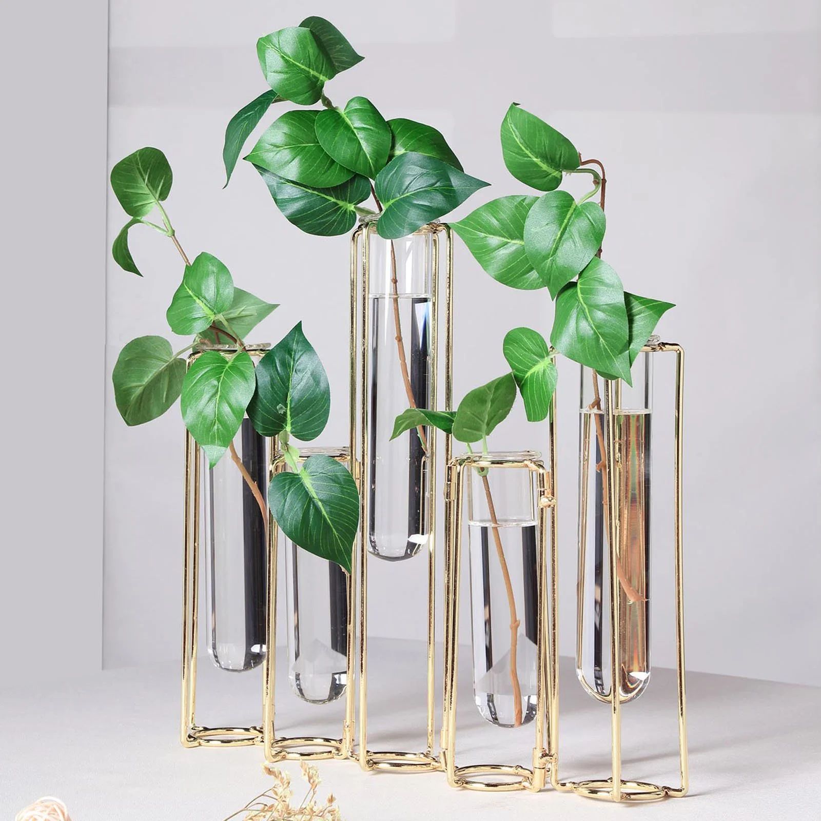 Efavormart Set of 5 - Conjoined Geometric Metal Flower Vase Racks Hydroponic Test Tube Vase | Walmart (US)