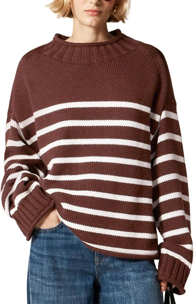 Yimoon Womens Oversized Rollneck Sweater Casual Cable Knit Long Sleeve Chunky Pullover Sweater Fa... | Amazon (US)
