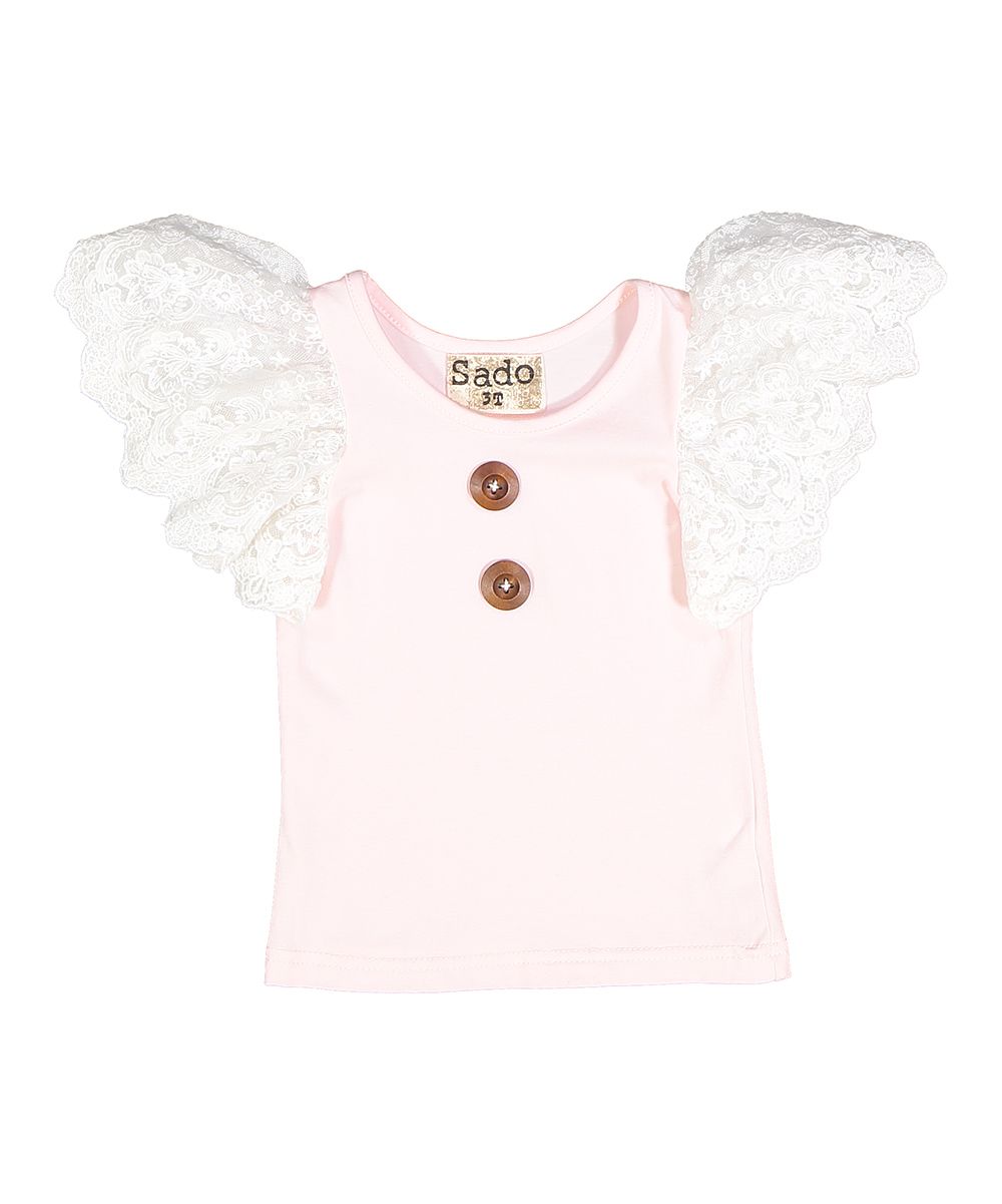 Sado Girls' Tunics BABY - Pink Angel-Sleeve Top - Toddler & Girls | Zulily