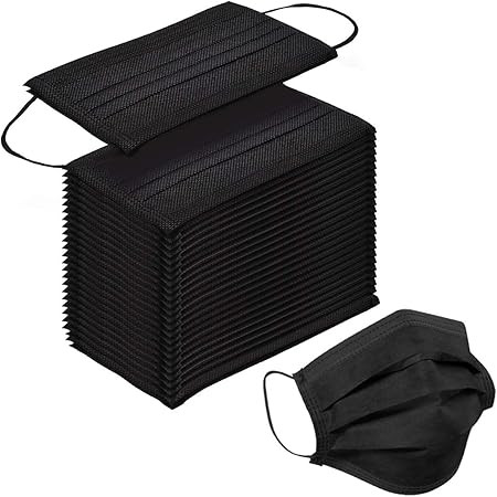 100 Pack Disposable Face Masks with Elastic Ear Loop,Breathability Comfort-Black | Amazon (US)