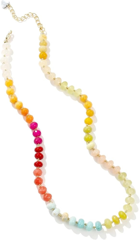 Gemstone Beaded Necklace for Women Colorful Natural Stone Freshwater Pearl Surfer Beach Rainbow N... | Amazon (US)