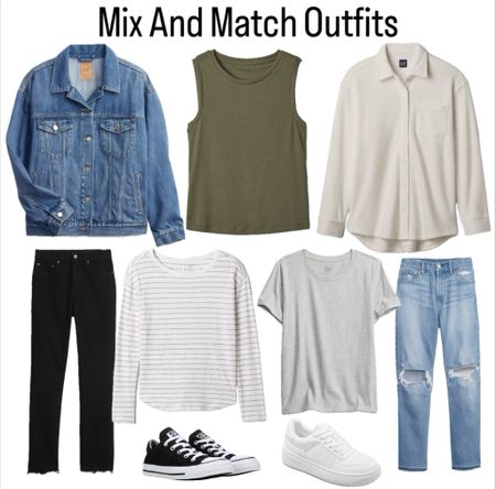 Sharing a Brand New Set of Mix & Match outfits! Pretty much all of these are from #Gap! They are killing it with the closet basics you NEED to build a wardrobe that you love & is versatile! #closetstaples #capsulewardrobe #minimalistwardrobe #minimalistoutfits 

#LTKfindsunder50 #LTKstyletip #LTKsalealert