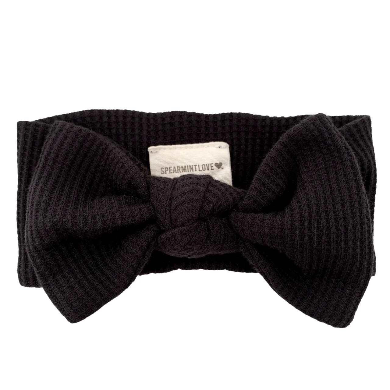Organic Waffle Knot Bow, Black | SpearmintLOVE