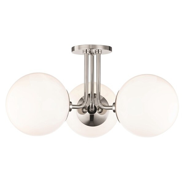 Mitzi by Hudson Valley Stella 3-light Polished Nickel Semi-Flush Mount, Opal Glossy Glass | Bed Bath & Beyond