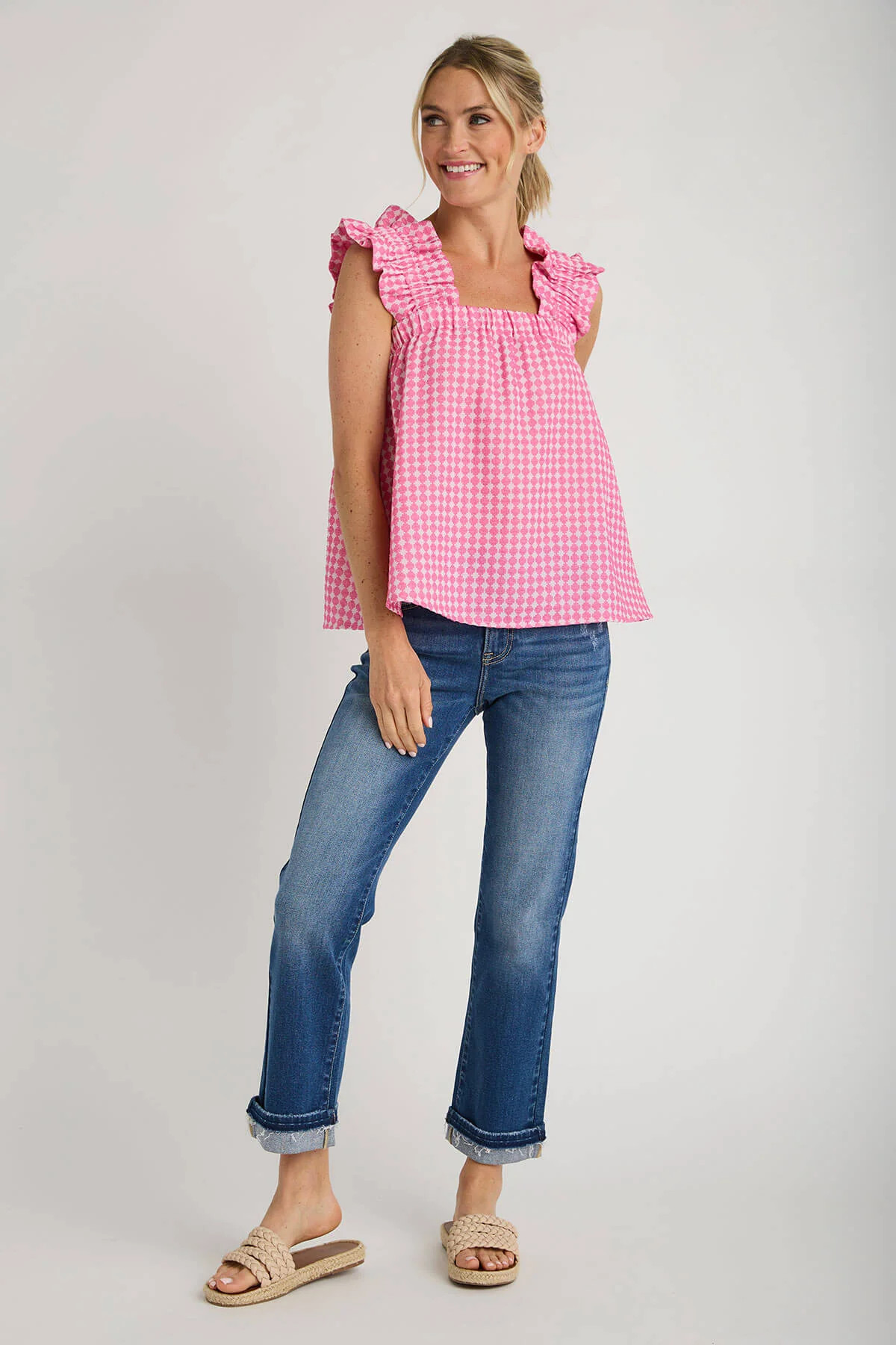 THML Textured Pattern Sleeveless Top | Social Threads