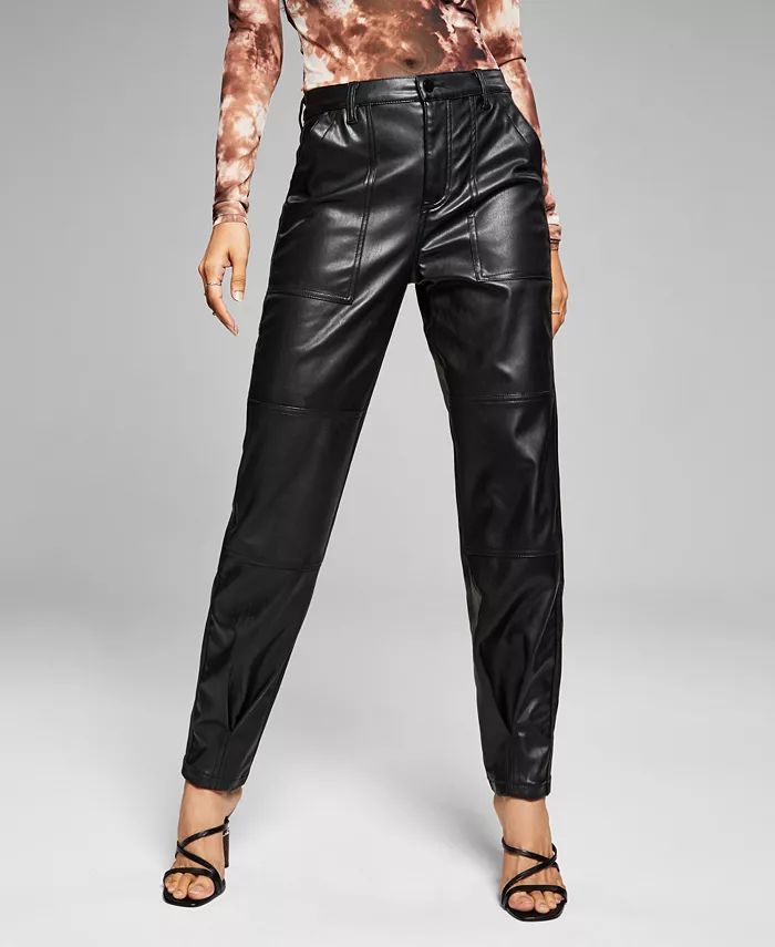 Women's Faux-Leather Utility Pants | Macys (US)