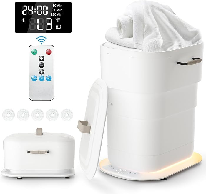 Foldable Towel Warmer 27L,Retractable Portable Towel Warmers Bucket, Time Setting & Auto Shut-Off... | Amazon (US)