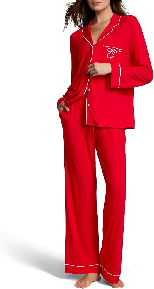 Victoria's Secret Modal Pajama Set, Long Sleeve Shirt and Pants, Pajamas for Women, Lipstick Bow,... | Amazon (US)