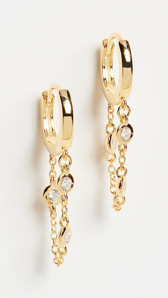 Bezel Chain Huggie Earrings | Shopbop