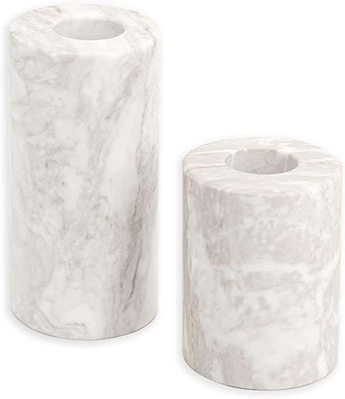 WORHE Candle Holders True Natural Marble with 0.35" Thick, Set of 2 Decorative Candlestick Holder... | Amazon (US)